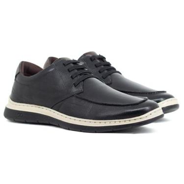 Imagem de Tênis Masculino Democrata Casual Easy Leave Couro Cadarço Elástico, Pr
