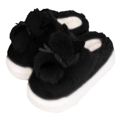 Imagem de Pantufa Gatinho 3d Adulto Solado Emborrachado Antederrapante - D Prese