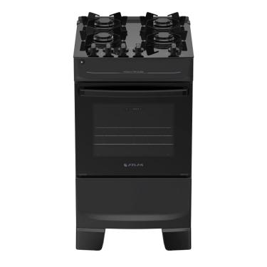 Imagem de Fogão 4 Bocas à Gás Atlas Top Glass Acendimento Automático e Mesa de Vidro Preto Bivolt