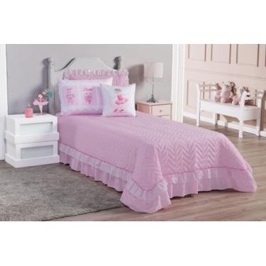 Imagem de Colcha Rosa Solteiro 5 Peças Ballet Menina Oferta - F MARCELLINO ENXOV