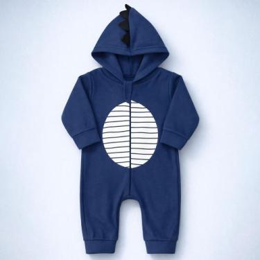 Imagem de Macacão Bebê Menino Dino Soft Quentinho com Zíper Fácil Cor:marinhoTam