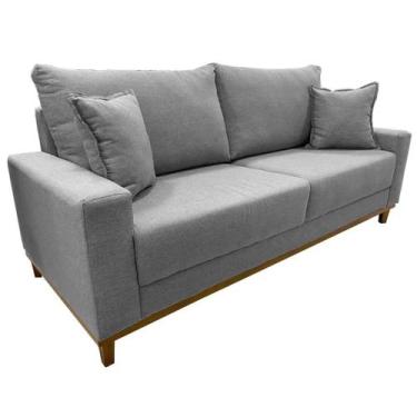 Imagem de Sofá Grécia em Linho 4 Lugares Pé Madeira 212cm Aifos Cor Cinza, Cinza