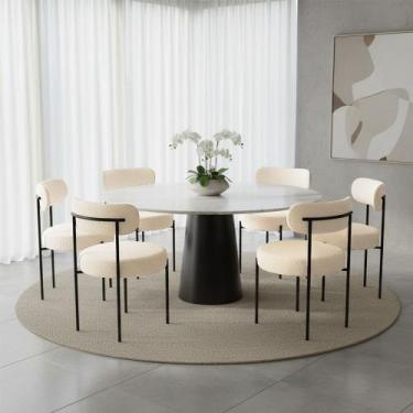 Imagem de Cadeira Sala de Jantar Margara Kit 6 em Aço Preto Bouclê Ted D03 - D R