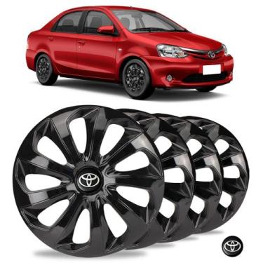 Imagem de Jogo 4 Calotas Velox Aro 15 Preta Toyota Etios Corolla Yaris - Elitte