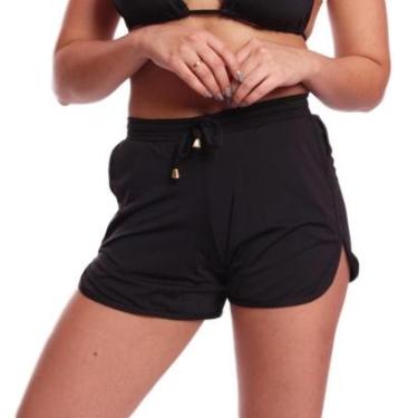 Imagem de Short Saída Praia Piscina Bolso Academia Corrida Vih Triny Preto-Feminino