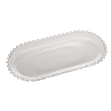 Imagem de Travessa de Cristal Oval Pearl Bolinha Transparente 30x15cm Wolff