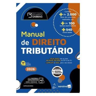 Imagem de Manual De Direito Tributário - 18ª Edição 2026