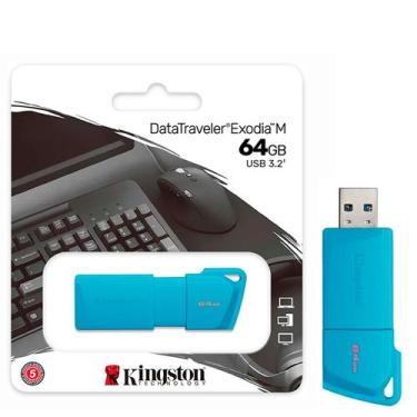 Imagem de Pendrive Kingston Exodia M 64GB, USB 3.2, Azul Turquesa - KC-U2L64-7LB