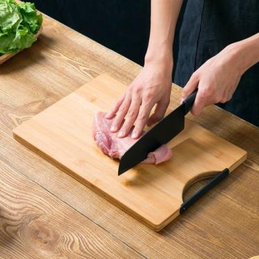 Imagem de Tábua De Corte Bambu C/Alça Cozinha Carne Legumes Frutas - Clink