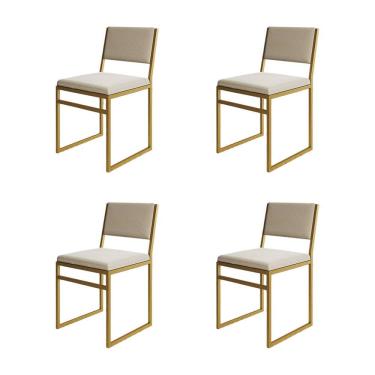 Imagem de Kit 4 Cadeiras Isa Industrial Veludo Base Dourado para Mesa Sala Cozinha Conforto - Dou...