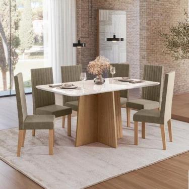 Imagem de Sala de Jantar Mesa Isa 160cm Vidro 6 Cadeiras Laura - Sonetto Móveis