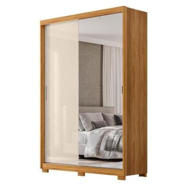 Imagem de Guarda Roupa Casal Riva Cinamon Touch Off White Flex com Espelho e Pés