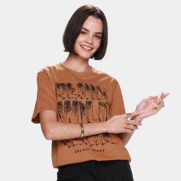 Imagem de Camiseta Colcci Casual Feminina, Marrom, P