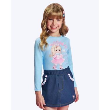 Imagem de Conjunto Blusa Manga Longa e Shorts-Saia Jeans Infantil Feminino Cinti