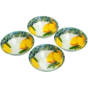 Imagem de Conjunto de Bowls de Vidro Amarelo Bon Gourmet - 380ml Lemons 4 Peças