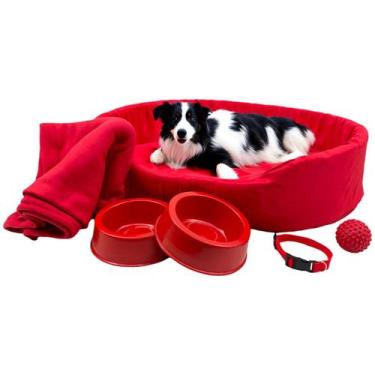 Imagem de Kit Pet Grande Cama Europa com Mantinha e Acessórios Fofos - Supri Pet