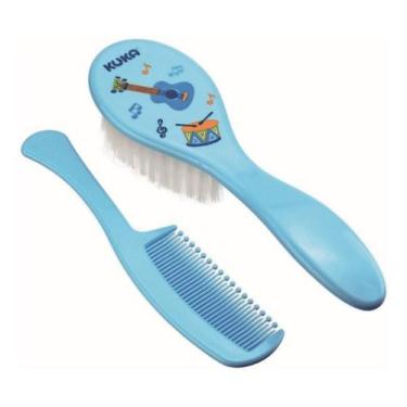 Imagem de Kit Escova e Pente Para Cabelos Do Bebe Azul Kuka