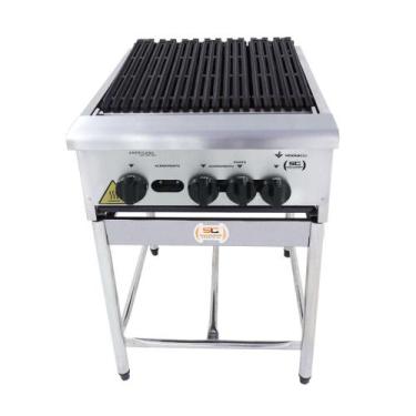 Imagem de Chapa Charbroiler Americana Profissional Grill Churrasqueira 45cm Gás 