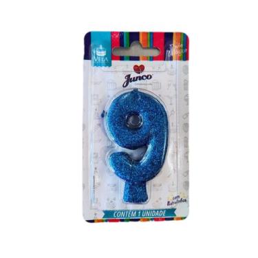 Imagem de VELA ANIVERSARIO AZUL Nº 9 - Junco