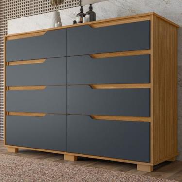 Imagem de Cômoda para Quarto 8 Gavetas 147cm Georgia Marrom/Freijó/Cinza - Moval