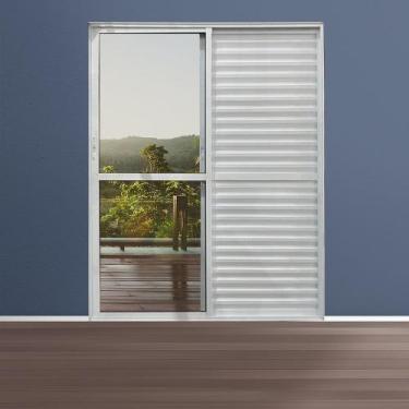 Imagem de Porta Balcão de Alumínio 3 Folhas 210 x 150cm com Fechadura Linha 25 E