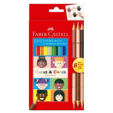 Imagem de EcoLápis de Cor 12 Cores + 3 Caras & Cores - Faber-Castell