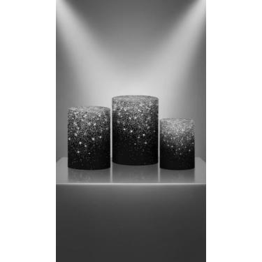 Imagem de Trio Capas Cilindro Sublimado 3 tamanhos Glitter Preto - Congratulatio