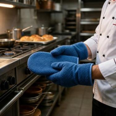 Imagem de Luva de Proteção Azul 35cm para Indústria e Cozinha Profissional - Rsp