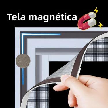 Imagem de Tela Mosquiteira Magnética Removível E Lavável Em Tule Para Portas E J