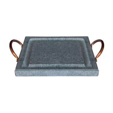 Imagem de Grelha para Carnes P 20x20cm em Pedra Sabão Retém e Distribui Calor Uniformemente Ideal para Grelhar e Legumes