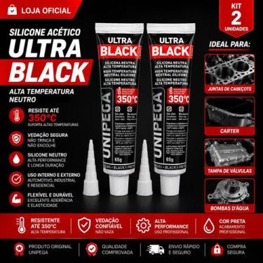 Imagem de Kit 2 Silicone Neutro Alta Temperatura Preto Ultra Black Bisnaga 50ml 