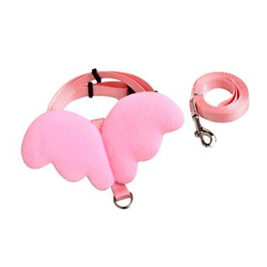 Imagem de Small Pets Supplies Pet Leash Angel Wing Collar Strap Kitten Leash H Shaped Cat Hauling Cable Size M (Pink)