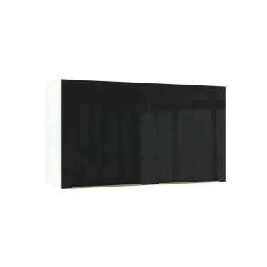 Imagem de Armário Aéreo Madesa Lux 120cm 2 Portas Branco Preto