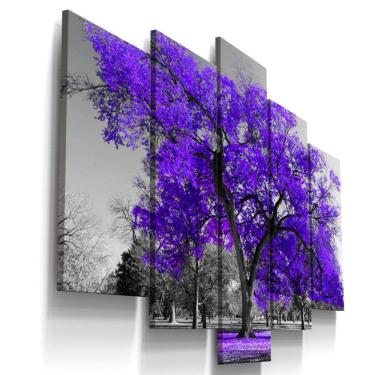 Imagem de Quadros Decorativos Arvore Vida Roxo Sala Quarto 