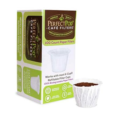 Imagem de Filtros de café de papel descartáveis com filtro ecológico Perfect Pod para K-Cups (PARENTE), Branco, 100-Ct
