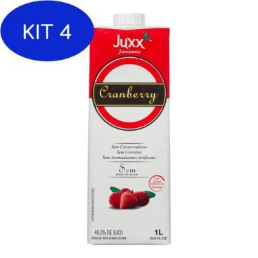 Imagem de Kit 4 Suco Juxx Cranberry E Morango Zero 1 Litro