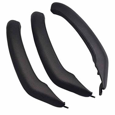 Imagem de Maçaneta de porta de passageiros lado esquerdo direito 3 peças de couro externo capa de substituição compatível com BMW X3 X4 F25 F26 2010-2016 (Capa externa-3 PCS, preta)
