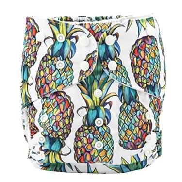Imagem de Sigzagor 2 a 7 anos de idade júnior fralda de tecido grande, fralda, bolso reutilizável lavável, bebê crianças pequenas (abacaxi)