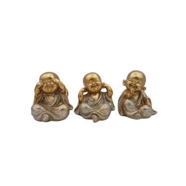 Imagem de Escultura Trio Buda Dourado Com Glitter Mandy Hands