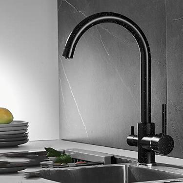 Imagem de Torneira Filtrada de Cozinha Balck com Dot Brass Purificador Torneira Dupla Torneira de Água Potável Vaso Misturador Torneira, Preto, China