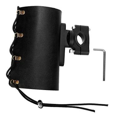 Imagem de Acouto Suporte de copo de motocicleta PU couro ferro ajustável motocicleta suporte de copo de garrafa de bebida de água suporte de bebidas suporte de bebidas de água (item preto nº 5-15-5)