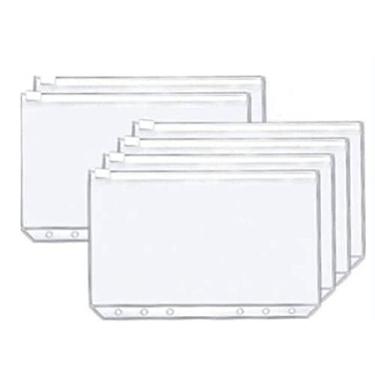 Imagem de A6 Fichário Planejador de Orçamento Caderno de Couro PU Folhas Soltas Capa de Caderno 6 Buracos Fichário Bolsos Fichário de Plástico Zíper Envelope, 6 Pçs saco de armazenamento