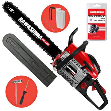 Imagem de Motosserra Potente Kawashima KCS550-P À Gasolina 2 Tempos 54,6cc Com Sabre de 18 Polegadas e Corrente 72 Elos Para Trabalho Pesado
