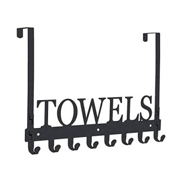 Imagem de Tingpai 2 em 1 ganchos de porta pa montagem em parede toalheiros pa banheiro ide de porta de ferro resistente 8 ganchos pa toalhas de roupas saco roupão