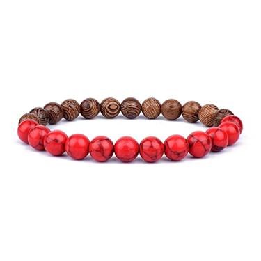 Imagem de Pulseira de pedra vulcânica para homens pulseira de contas de madeira vulcânica de 8 mm corrente de pulso Buda tibetano mulheres homens joias presente novas pulseiras (R)
