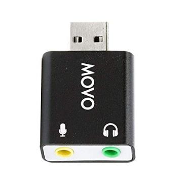 Imagem de Movo Microfone TRS USB-AC de 3,5 mm para USB 2.0 Adaptador de placa de som externa de áudio estéreo para PC e Mac. Adaptador de placa de som USB para computador ou laptop converte entrada USB para fone de ouvido TRS de 3,5 mm ou conector de microfone