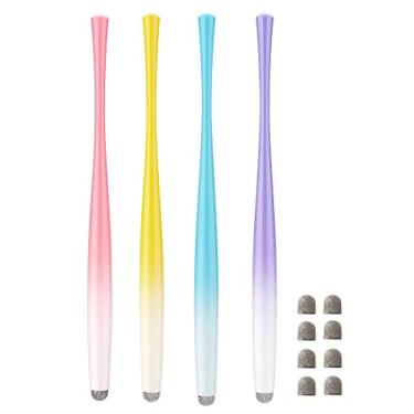 Imagem de CCIVV Canetas Stylus de cintura fina para telas sensíveis ao toque, para iPhone, iPad, Kindle Fire incluindo 8 pontas de fibra de substituição extras (rosa colorido, roxo, azul, amarelo)