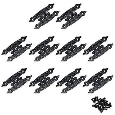 Imagem de LC LICTOP Dobradiças de metal preto tipo H dobradiças de polimento de superfície irregular para porta de gaveta de armário de móveis 10 peças