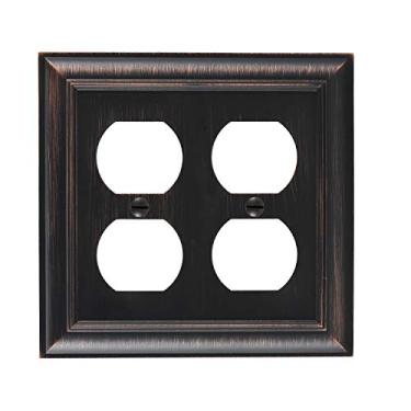Imagem de Bates- Placas de parede duplex duplas, bronze, placas de parede para tomadas, capas de saída decorativas, tampas de tomada, placa de tomada de tomada, tampa de tomada elétrica, placa de saída