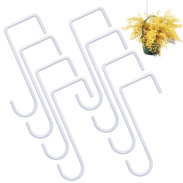 Imagem de Pacote com 8 ganchos de cerca de vinil, 2 ganchos de pérgola de 15 cm, ganchos de aço revestido com pó, à prova de ferrugem para pendurar plantas, alimentadores de pássaros, luzes, ambientes internos e externos